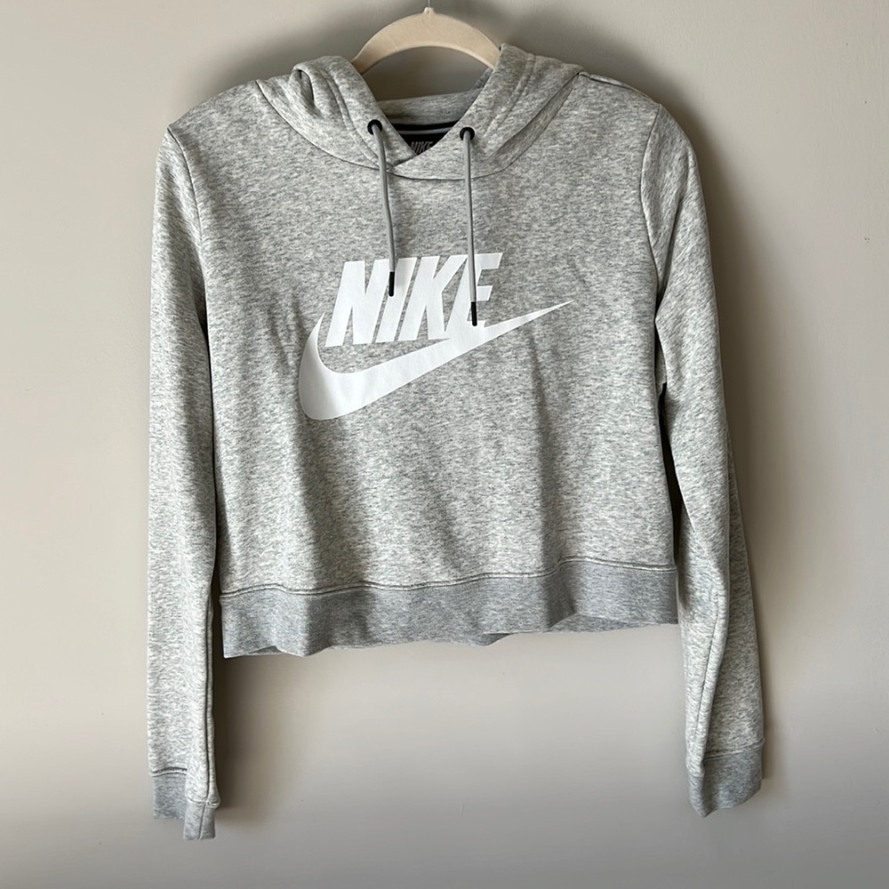 nike cropped hoodie - women’s - heather gray - size medium